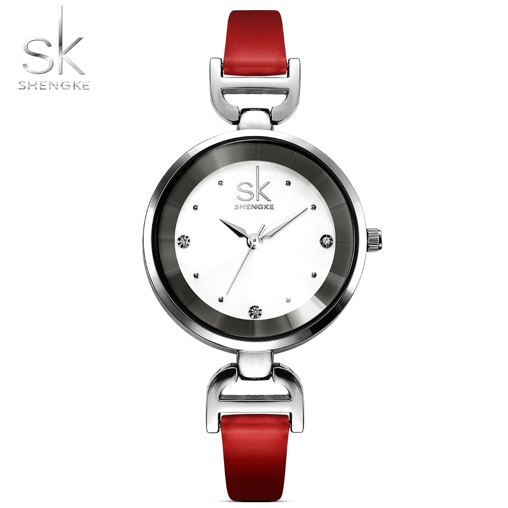 SK Women's Wirst Watch Young Ladies Thin Leather Watch Band Quartz