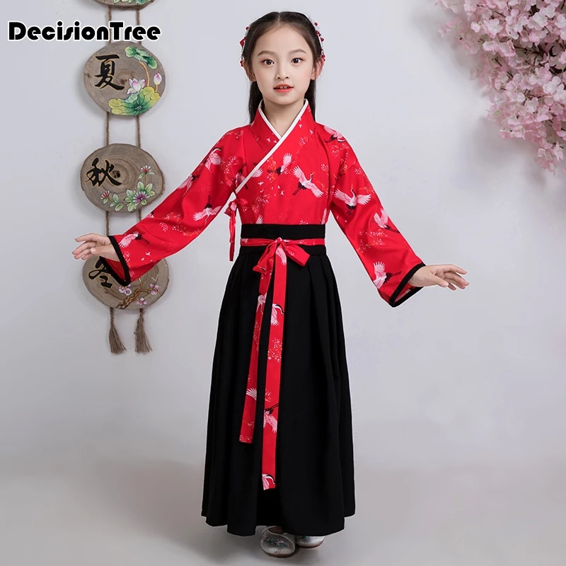 

2019 new halloween costume for kids traditional chinese dance dress ancient costume hanfu for girls kid red hanfu dress
