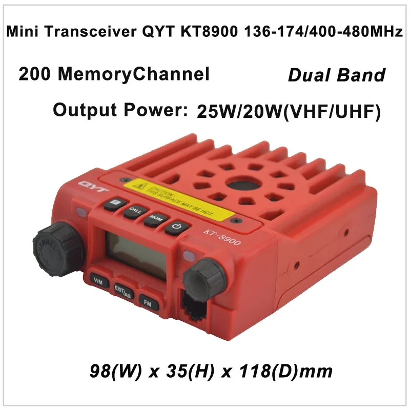 Qyt kt-8900 мини трансивер qyt kt8900 136-174/400-480 мГц двухстороннее радио двухдиапазонный мобильный трансивер Цвет красный