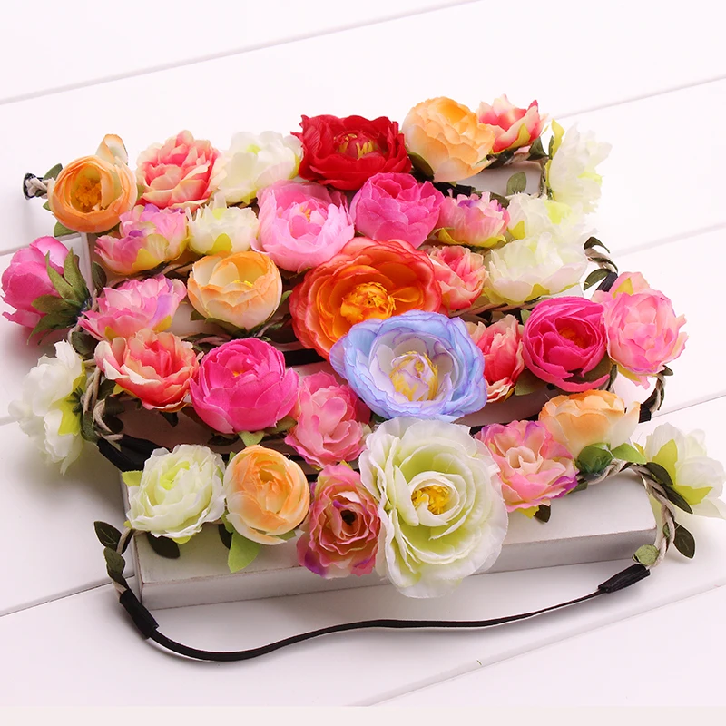 

5 colors Bohemia Beach flower hair Band flowers headband Hair Accessories Headwear Daisy floral Elastic Garland Head Wrap photog
