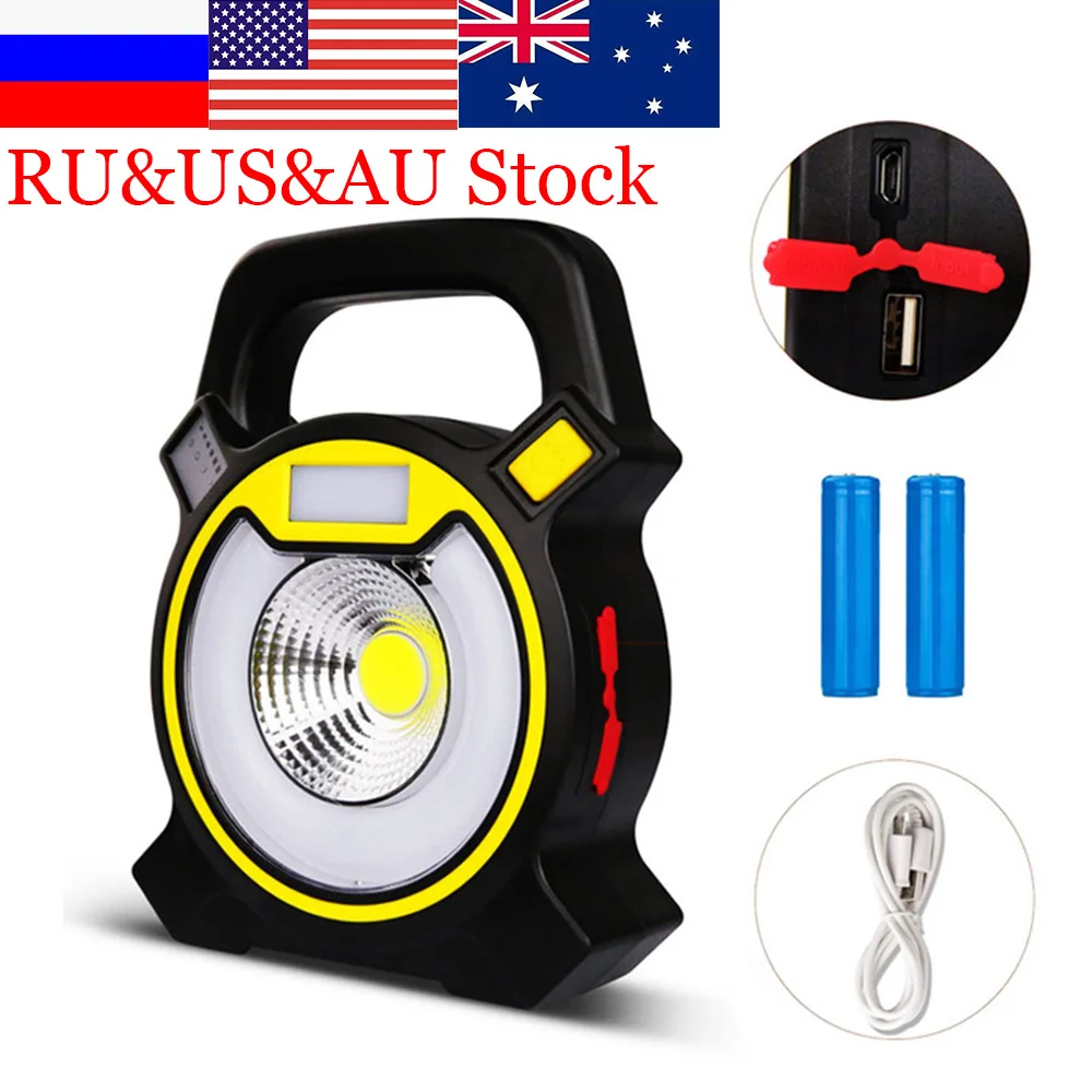 

ak20 Portable LED COB Lantern 15W Outdoor Woring Light Camping Tent Light Handheld Flashlight USB Rechargeable Port Spotlight