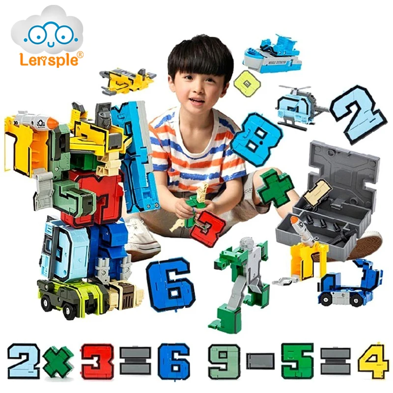 Lensple Educational Toys Magic Number Transformation English Letter Dinosaur Assembly Robot Action Figures Transformer Kid Gifts