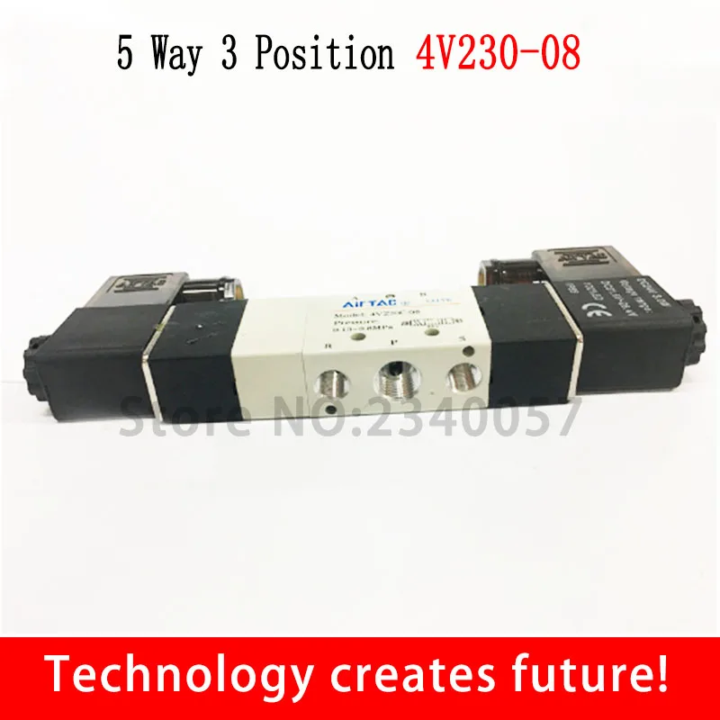 AIRTAC 4V230-08C 5 Way 3 позиции 1/" Пневматический электромагнитный клапан DC12V DC24V AC110V AC220V