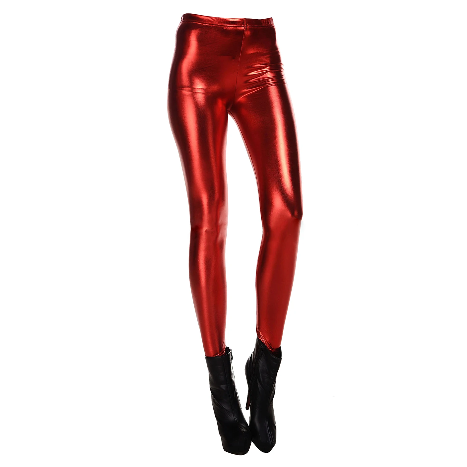 

New Fashion Women Leggings Shiny Metallic Color Elastic Waist Skinny Sexy Pencil Pants Trousers Casual Pencil Trousers
