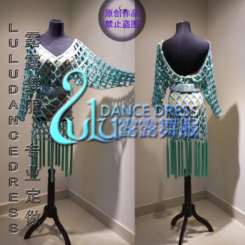 

Peppermint Green latino Samba Costume vestito Sexy Salsa latino dancewear latino sala da ballo di danza in costume cha-cha