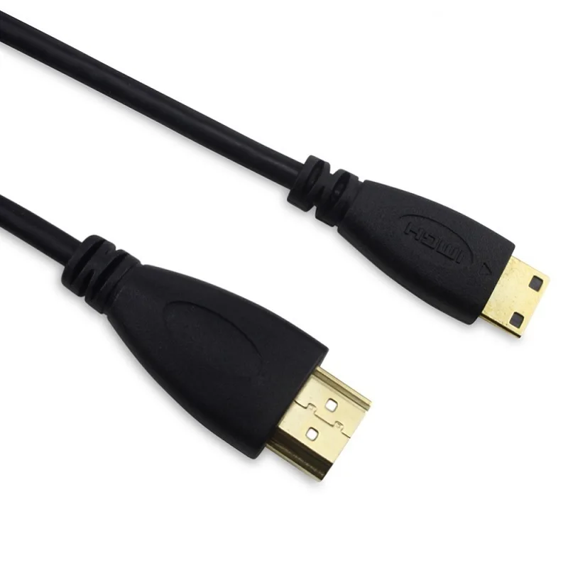 Позолоченный HDMI к MINI HDMI кабель 1,4 версия штекер Male-Male HDMI 1080p 3D для планшетов 0,5 м 1 м, 1,5 м, 2 м, 3 м, 5 м - Цвет: Black