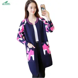 Весенний вязаный свитер кардиган верхняя одежда Для женщин длинный вязаный свитер пальто Для женщин новый корейский камуфляж на осень okxgnz