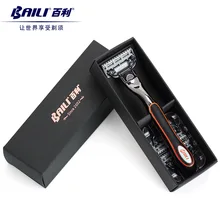 BAILI, ручная, мужская, 5 лезвий, картридж для бритья, безопасная бритва, бритва, ручка, противоскользящая, СЕРИЯ Regal, с 3 сменными головками, BD507A