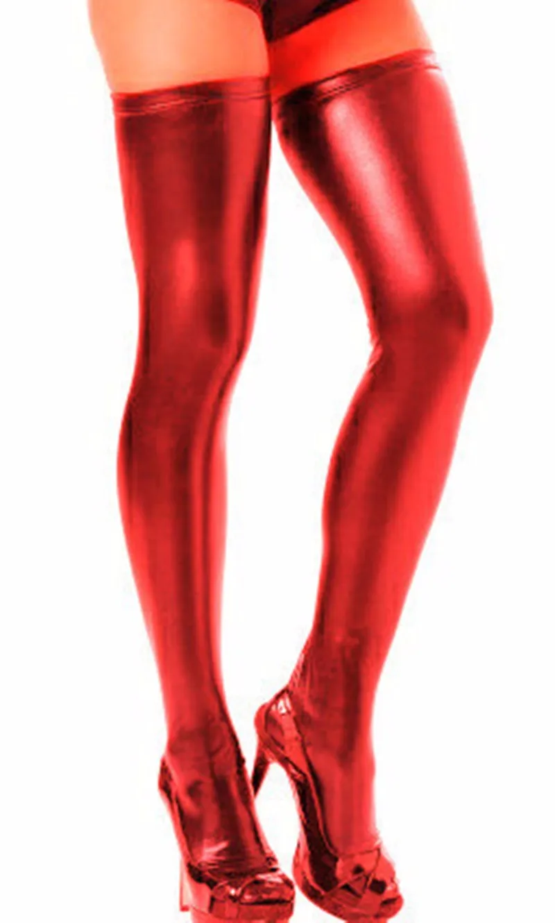 Сексуальные латексные чулки с мокрым эффектом женские черные ПВХ для танцев на шесте чулки из искусственной лакированной кожи Женская