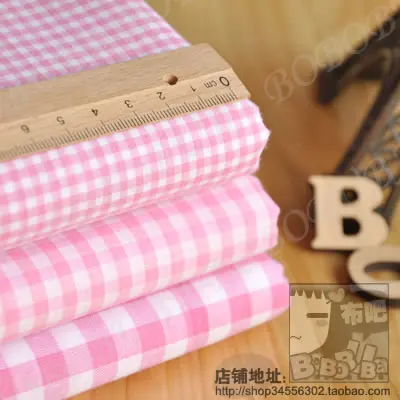 2016 Rushed Time-limited Knitted Tissus Tulle Rolls Multicolour Sun Grid Pink Small 100% Cotton Fabric Thin Diy Handmade Cloth