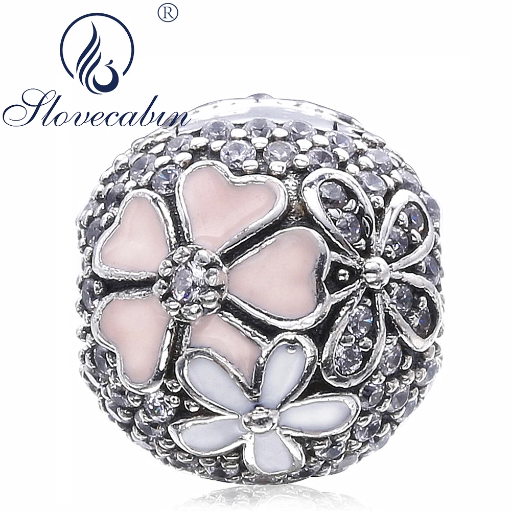

Slovecabin Original 925 Sterling Silver Poetic Blooms CZ Clip Beads Vintage Crystal Stopper Charms For Jewelry Finding Making