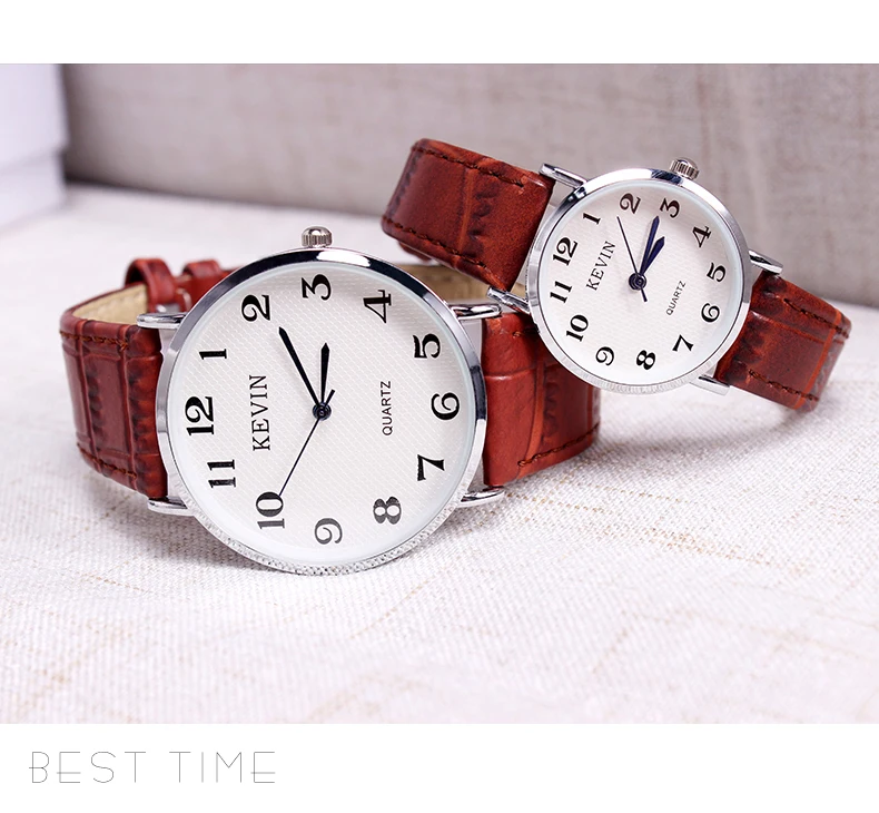 KEVIN KV 2pcs Fashion Leather Couple Watch Men Women Watches Students Gift Simple Quartz Wrist Watch Girls Boys Dropshipping