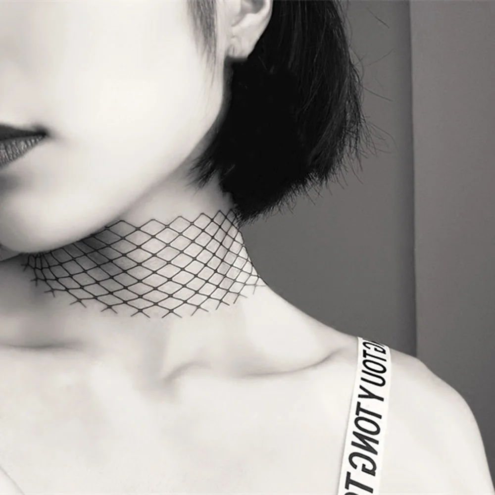 1 шт., новинка, Черное кружево, открытая Рыбная сеть, готический тату-чокер, бархатное ожерелье, Женские Ювелирные изделия, Женские Ювелирные изделия