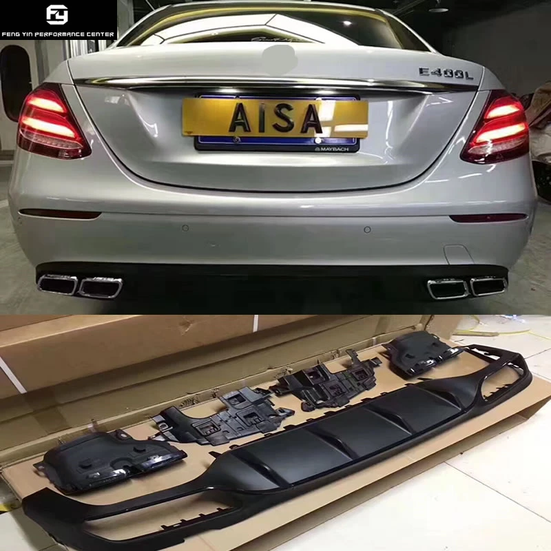 

W213 E300 E63 AMG style Stainless steel exhaust pipe rear bumper diffuser for Mercedes Benz W213 E300 E200 Car body kit 2017