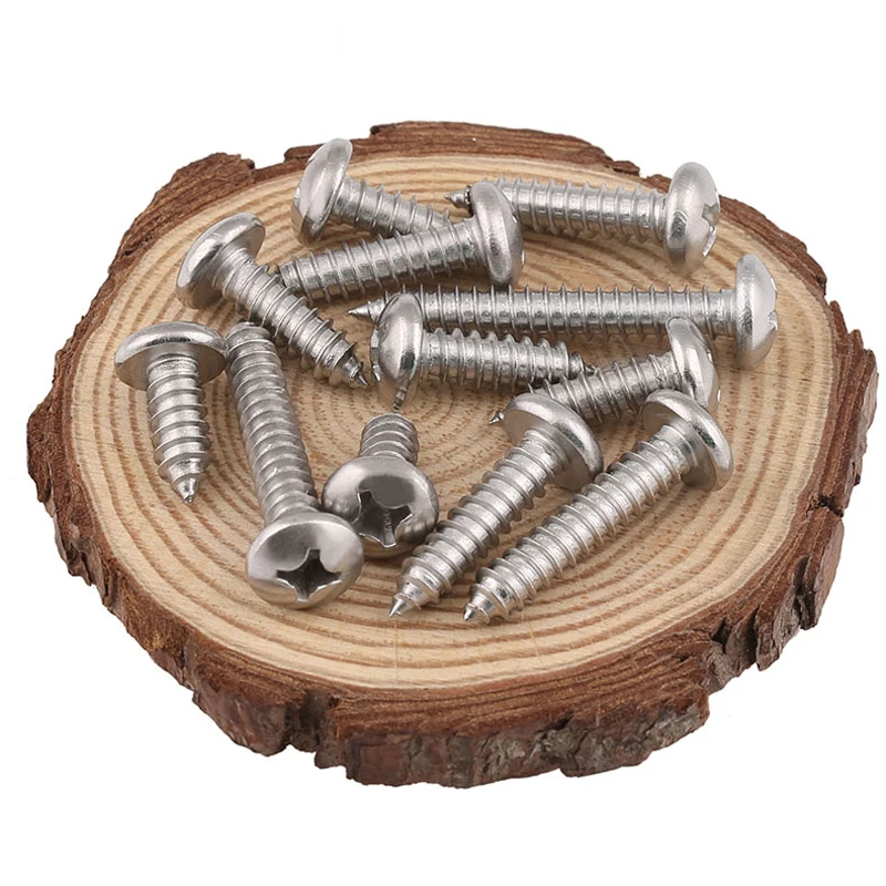 

M3.5 GB845 304 Stainless Steel Cross Pan Head Self Tapping Screws /Round Self Tapping Screws Wood Screws M3.5*8/10/12/14-50mm