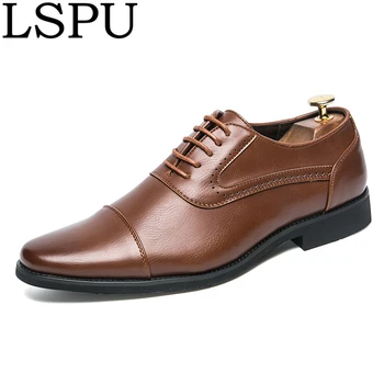 

2020 Plus Size 47 48 Men Leather Shoes Lace-Up Breathable Gentleman Business Casual Shoes Fashion Pointed Toe Men Dress Shoes