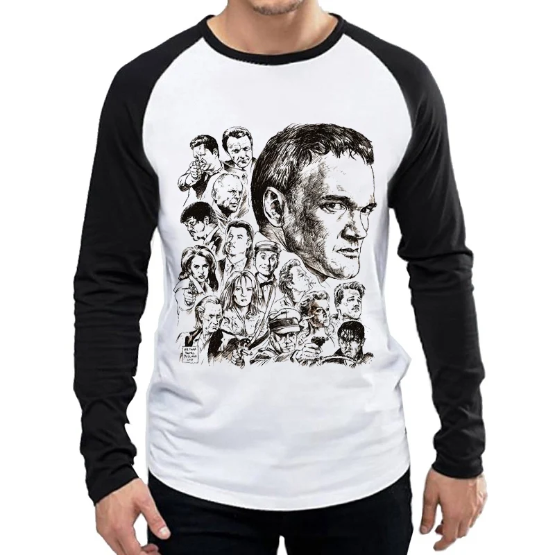 

Long Sleeve Quentin Tarantino T Shirt Fashion Mens White Color Quentin Tarantino T Shirt Top Tees tshirt Full Sleeve T-shirt