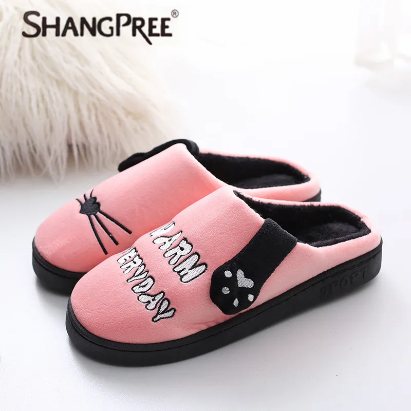 

Hot women slippers winter women shoes flat sweet Little cat home slippers women's indoor shoes warm non-slip female slippers