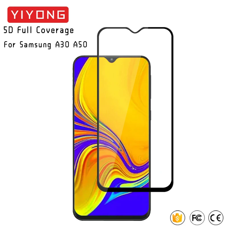 

YIYONG 5D Full Cover Glass For Samsung Galaxy A30 A50 Tempered Glass A30 A50 Screen Protector For Samsung A30 A50 2019 Glass