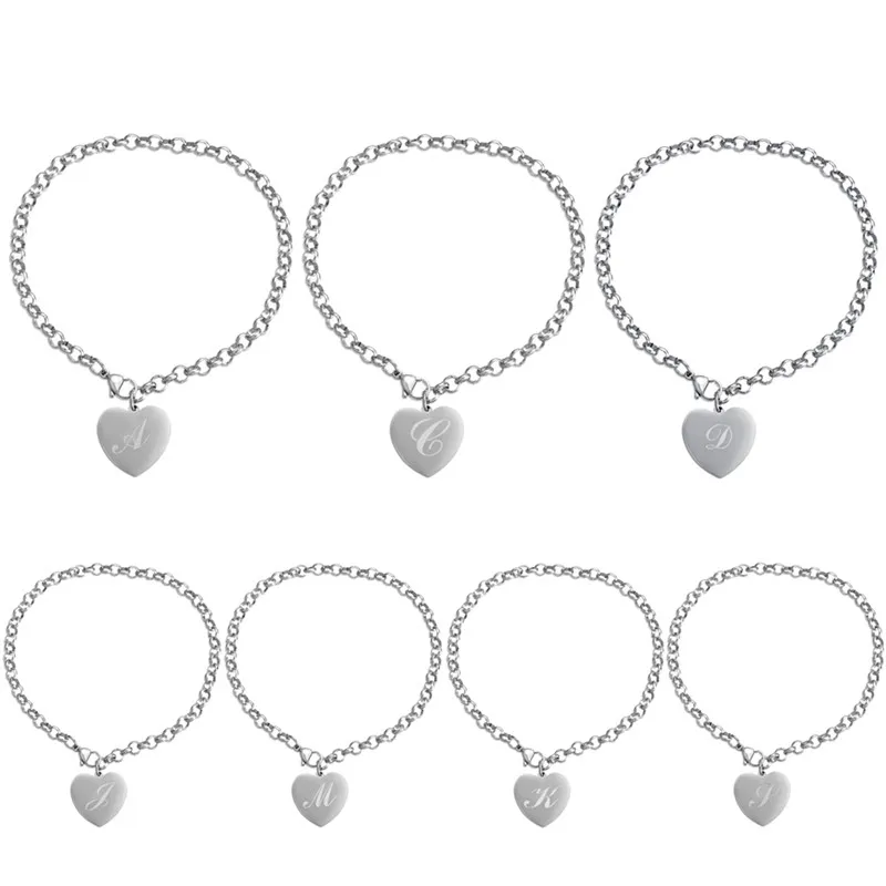 

Stainless Steel Letter In Heart Anklets For Women Silver Charm Ankle Chain Bracelet On The Leg Foot Boho Jewelry