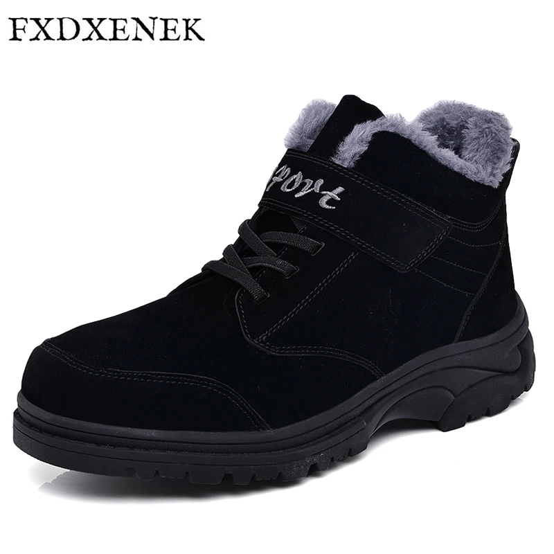 

FXDXENEK Brand New 2017 Men Winter Boots Snow Boots for Men Ankle Boots Warm with Plush&Fur Work Safety Outdoor Men Shoes 39-44