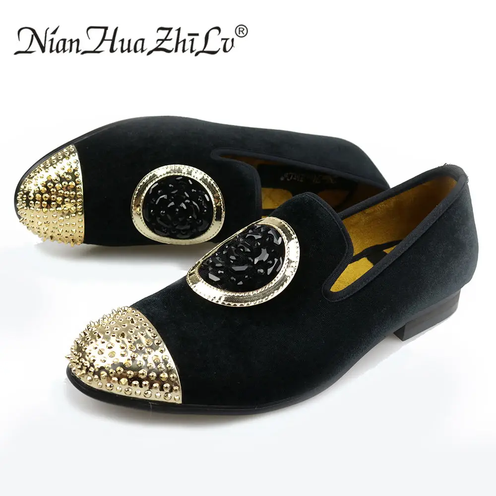 

New fashion gold top and metal toe men velvet dress shoes men casual shoes men