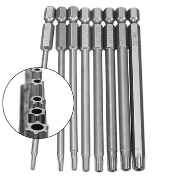 

8 Pcs T8-t40 100mm Magnetic Torx Screwdriver Bits 1/4 Inch Hex Shank 1