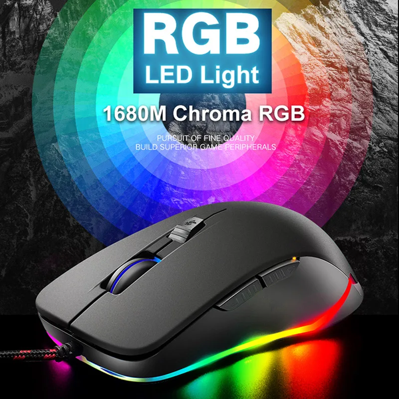 V6 Wired RGB LED Backlit 2400DPI Optical Usb Ergonomic Gaming Mouse PC Laptop 