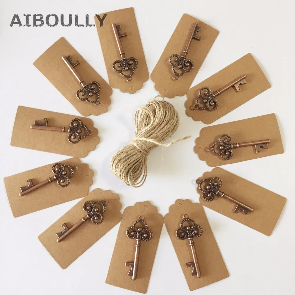 

50pcs Bottle Opener with Card Tags Wedding Souvenirs Gifts for Guest Festival Party Favor wedding Decor