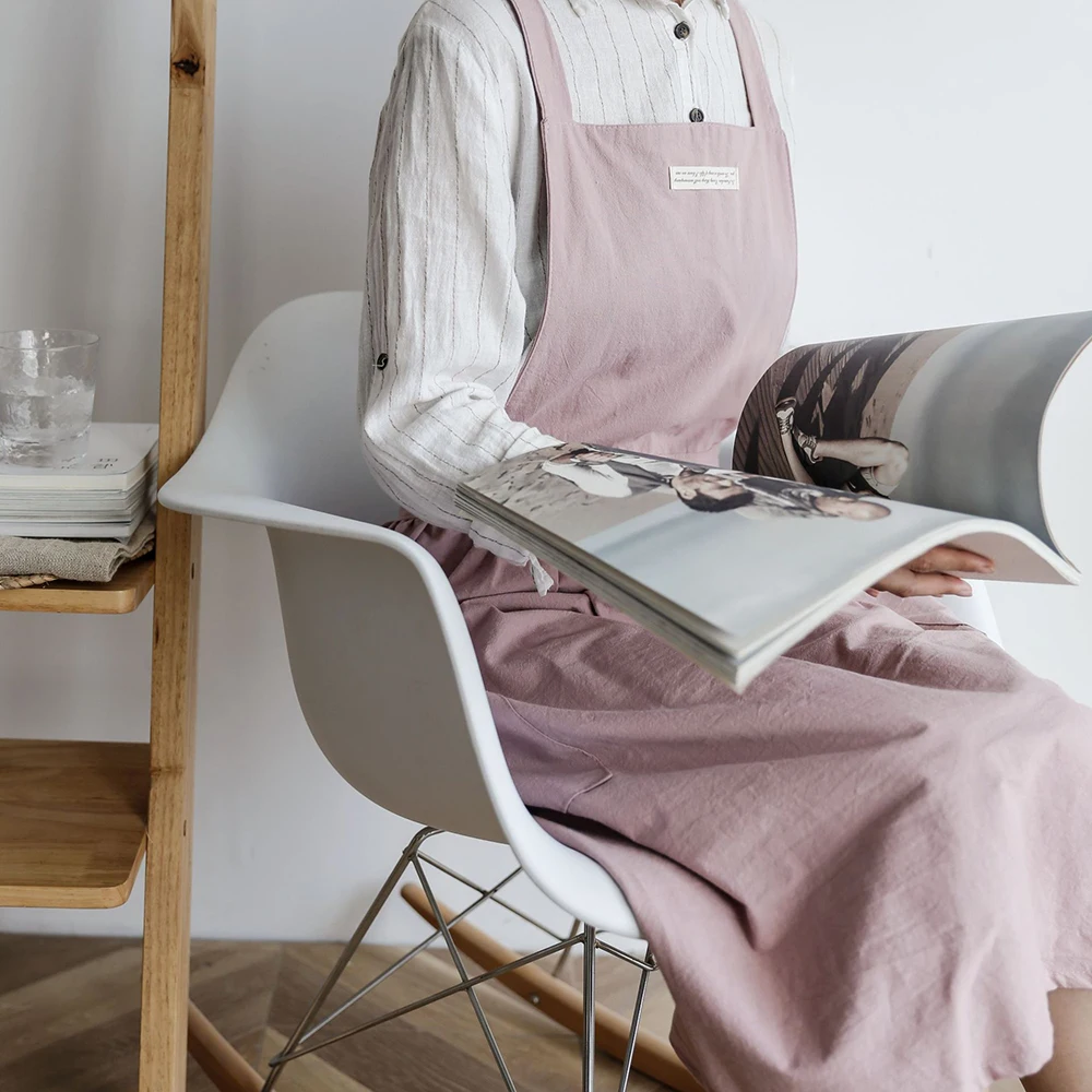 Короткая плиссированная юбка в скандинавском стиле, фартук из хлопка и льна для кофейни и цветочных магазинов, женские фартуки для чистки и стирки