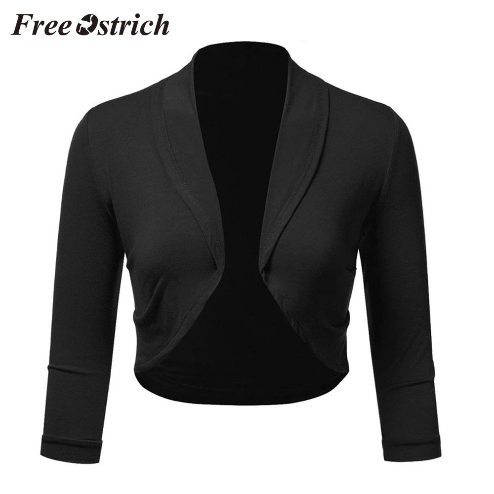 

Free Ostrich Office Work Cardigan Women Plus Size Solid Shrug Open Front Cropped Short Tops Fast Fashion Women Tops 2019 Hot