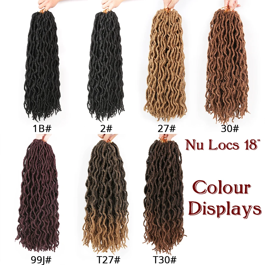 AliLeader, 7 цветов, синтетические накладные волосы на крючке, затененные косички Вьющиеся 12/18 дюймов Nu Locs вязаные для наращивания 20 нитей богиня искусственные локоны в стиле Crochet волос
