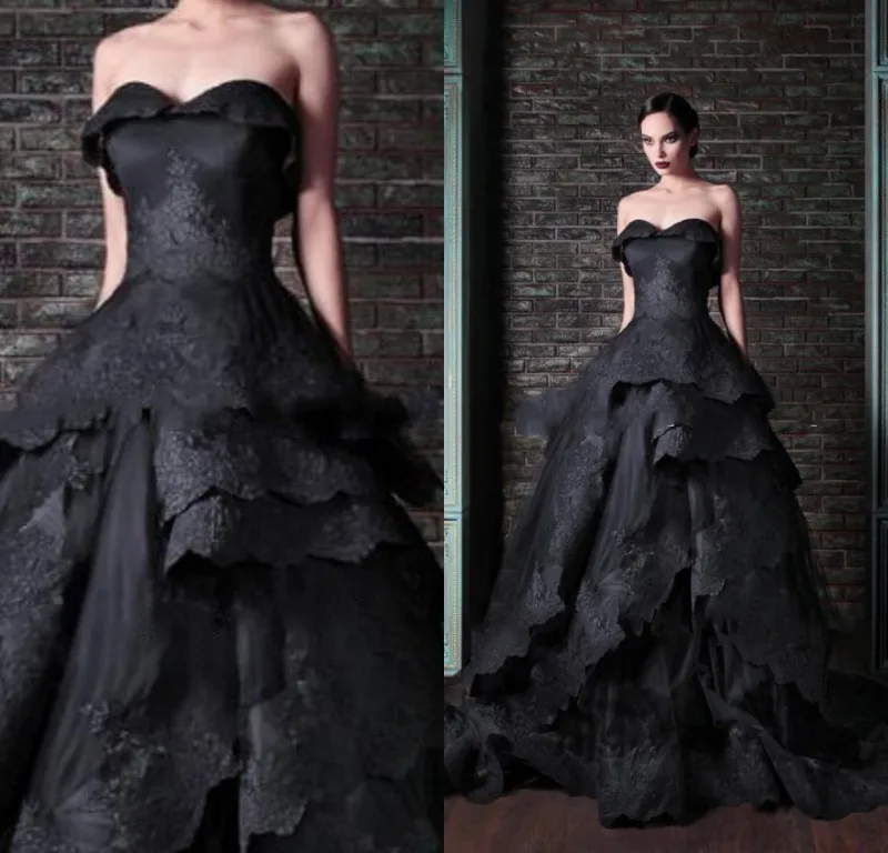 imagen real vestido de novia negro 2017 gótico victoriano elegante