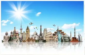 

3D wallpaper custom picture mural wall paper sun under the tourist name of the large landscape backdrop wall bedroom decoration