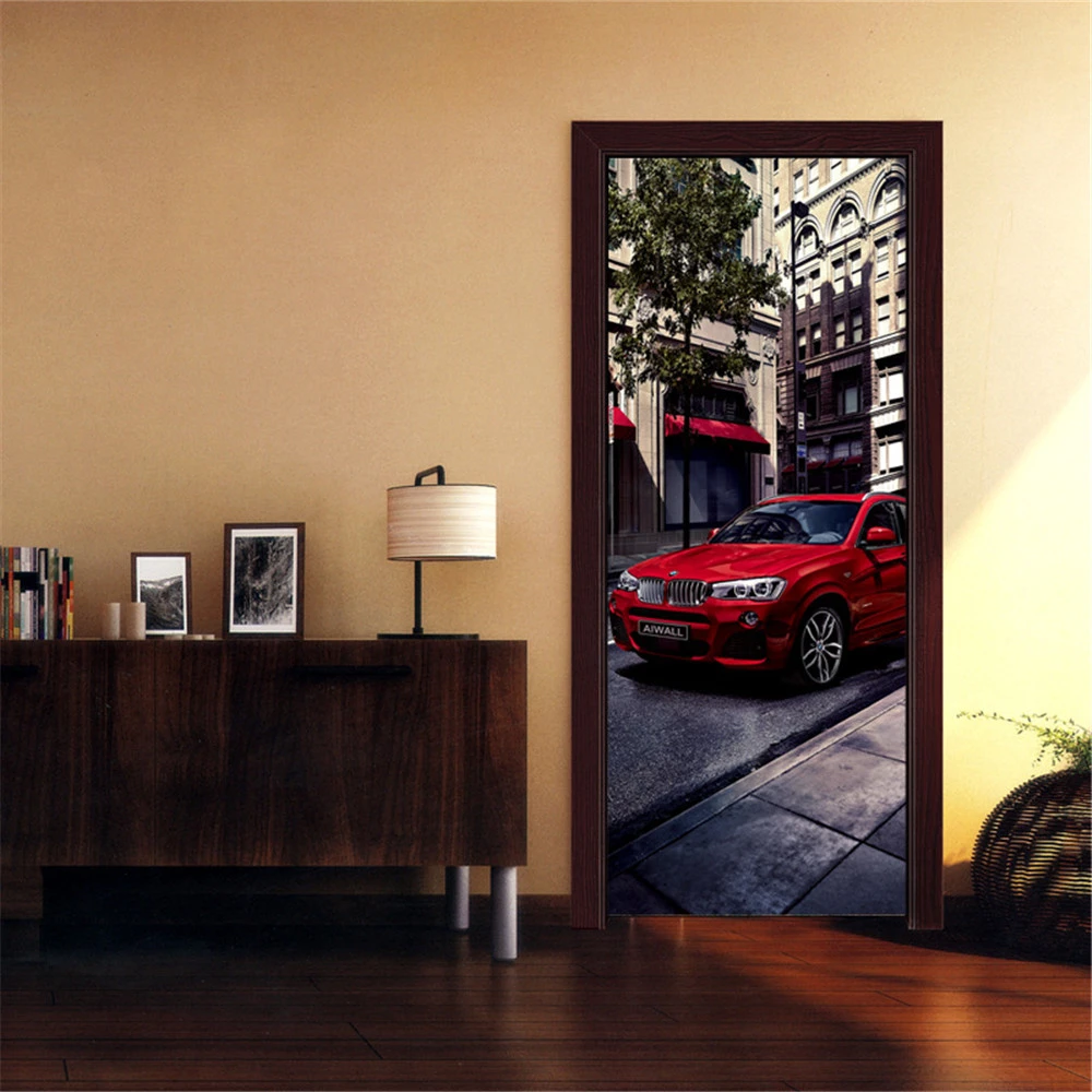 

Self-adhesive Wallpaper For Bedroom Living Room Mural Creative Vinyl DIY Retro Bus Car Door Stickers Renovation Home Decoration