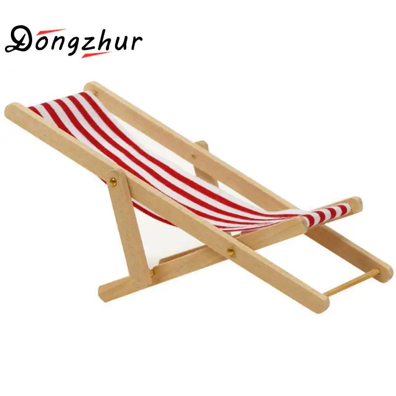 

Dongzhur Mini Beach Chair Red/Blue And White Striped 1:12 Dollhouse Wooden Doll House Practical Cute Outdoor Loungers