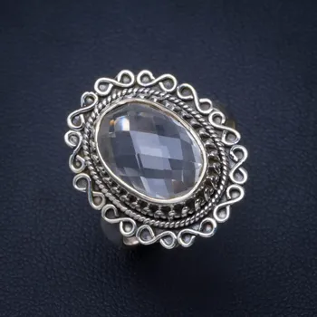 

Natural White Topaz Handmade Unique 925 Sterling Silver Ring 9.25 B1312