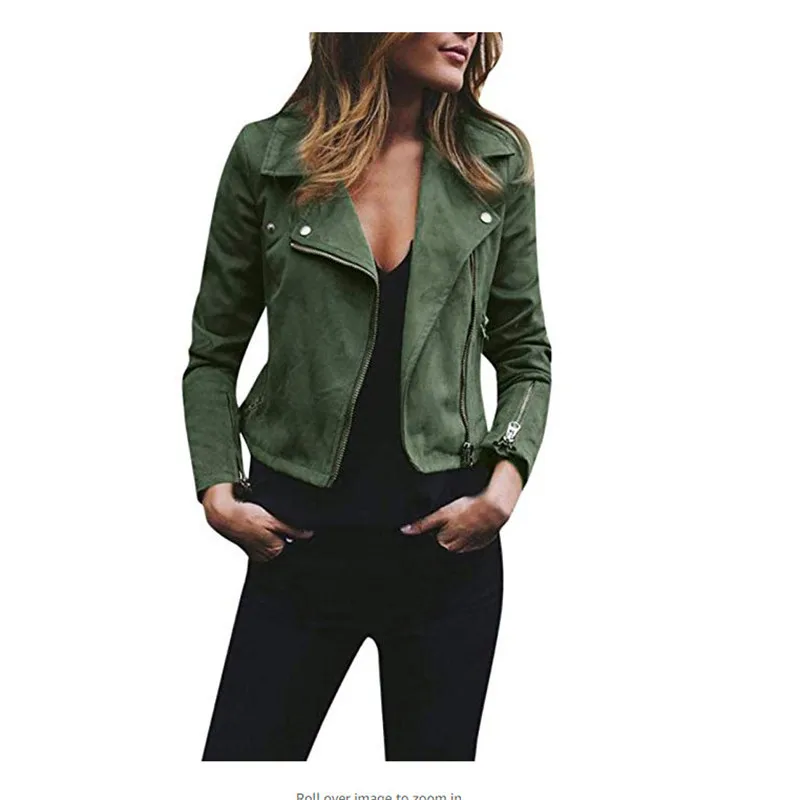 

2019 Newest Coat Ladies fashion Jackets Zip Up Biker Female Casual Coats Desigual Woman Flight Coat