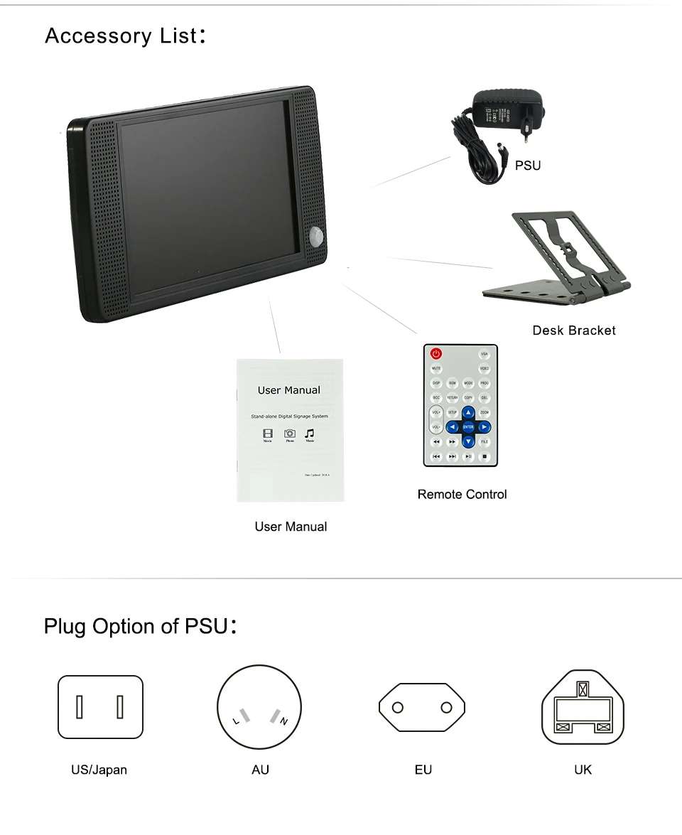7 дюймов небольшой ЖК-экран Крытый супермаркет Высокое качество PIR датчик движения мини ЖК-дисплей