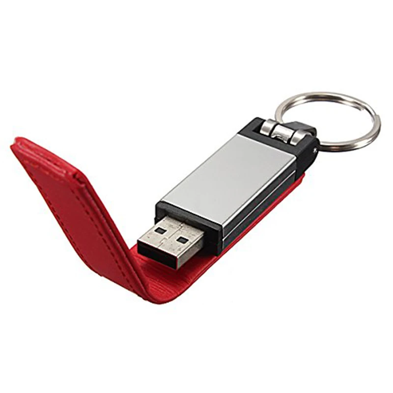 16 ГБ USB 2,0 брелок памяти Memory Stick Кожаный чехол красный