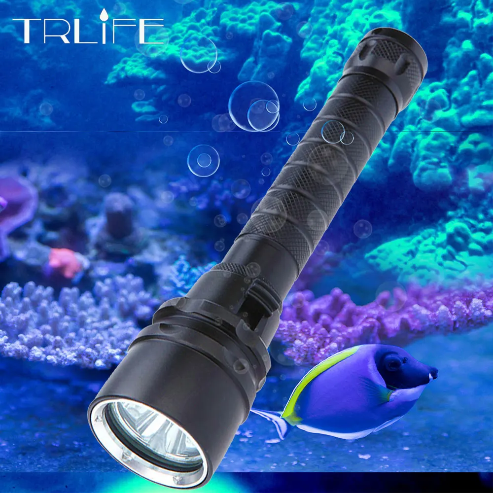

T6 Diving Flashlight 200M Underwater L2 Torch Dive Tactical Scuba Lantern Super Bright 18650 Battery White Light