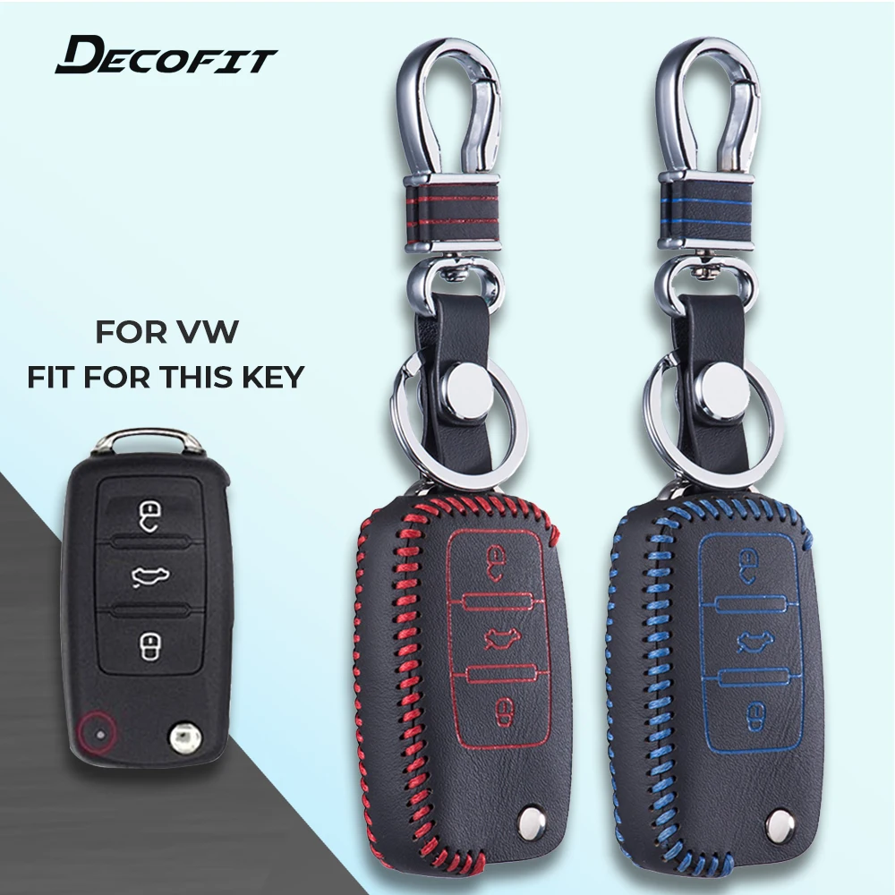 

Top Leather Key Cove for VW Golf Jetta MK6 Tiguan Bora Passat MK5MK6 Eos POLO CC Skoda SEAT Fob Case Chain Shell Keychain Keybag