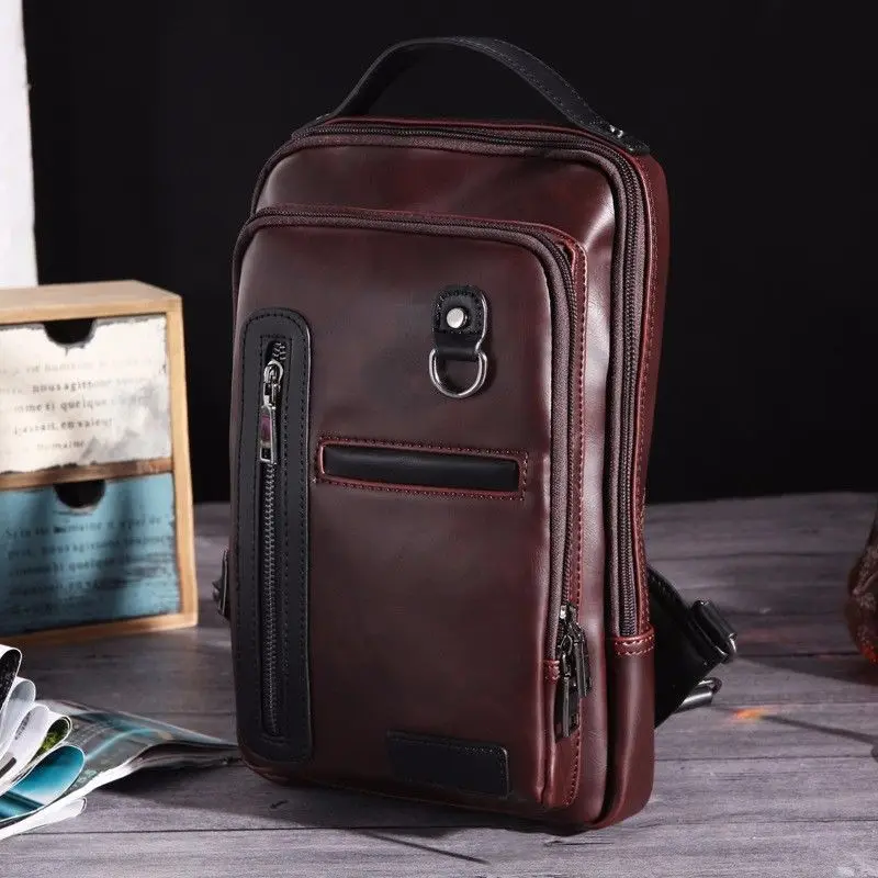 Новая мужская кожа груди пакет один плечевой ремень обратно сумки удобство