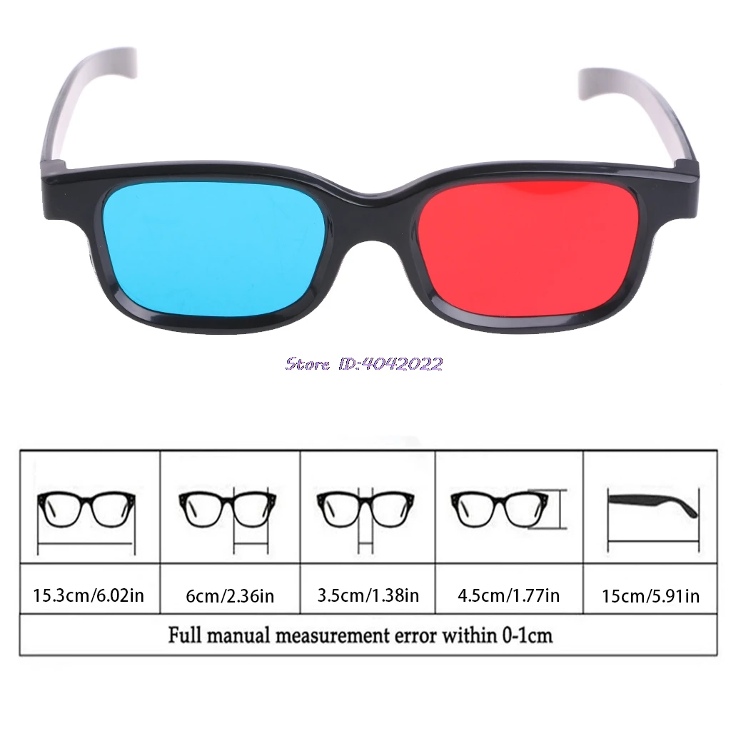 Universal Black Frame Red Blue Cyan Anaglyph 3D Glasses 0.2mm For Movie Game DVD