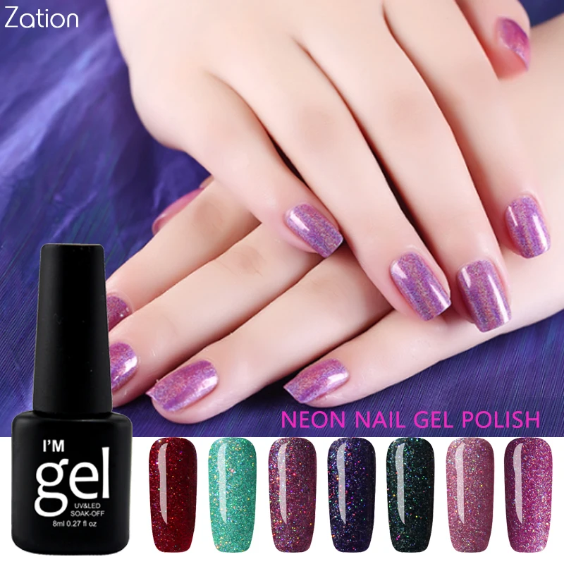 Zation Colorful Neon UV Gel Nail Polish Soak Off Shining Lucky Art Semi Permanent Varnish | Красота и здоровье