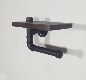 

20x15CM Wall-Mount Storage Holder Vintage Bathroom Towel Rack Wood Board Book Shelf Retro Flower Pot Stand