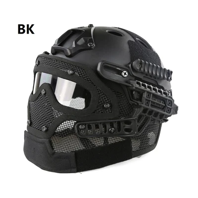 Охотничья тактическая система G4 шлем ABS полная маска для лица с Goggle военный страйкбол Пейнтбол армейский Быстрый Шлем передач аксессуары - Цвет: BK