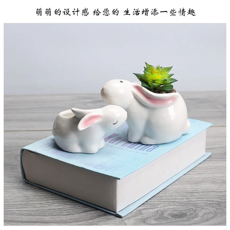 Японский стиль простой мультфильм кролик керамический цветочный горшок сад творческий мульти-мясо цветок настольные горшки украшения в горшках