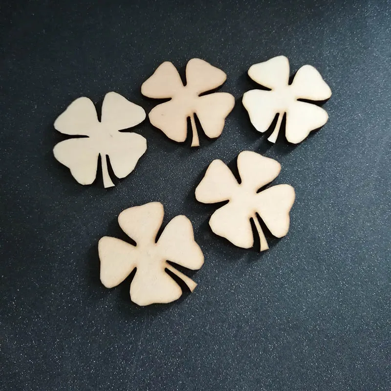 

30PCS Blank Unfinished Wood Leaf Clover Shape Tag Laser Cut Wooden Ornaments, DIY Scrapbooking Decoration, Wood Shamrock