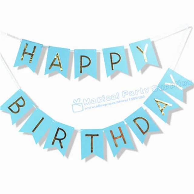 blue happy birthday banner